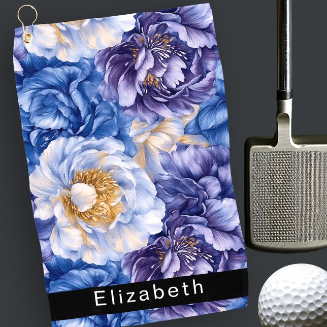 Serviette De Golf Pretty Blue Peony Personalized (Créateur téléchargé)