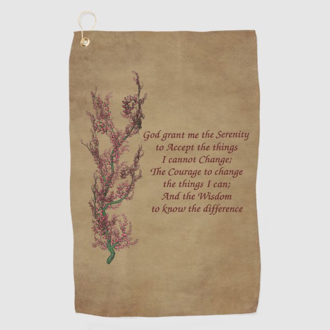 Serviette De Golf Prière de sérénité Citation inspirée Floral (Devant)