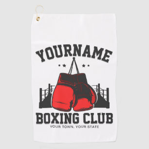 Serviette De Golf Pro Boxer AJOUTER NOM Gants rouges Boxer Ring Trai