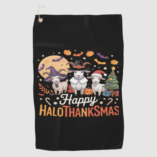 Serviette De Golf Propriétaires Amoureux des animaux heureux Halloth (Devant)