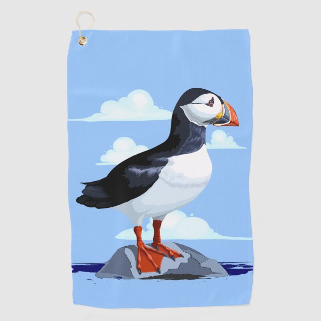 Serviette De Golf Puffin Cute Oiseau de mer Atlantique (Devant)