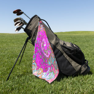 Serviette De Golf Purple et Orange Super Retro Swirl Abstrait