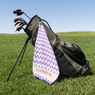 Serviette De Golf Purple Zigzag, Purple Chevron, Votre Nom