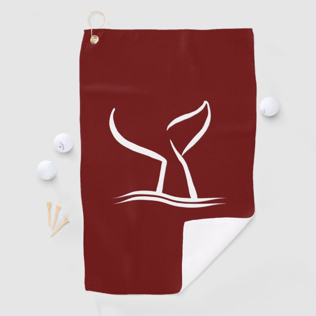 Serviette De Golf Queue de baleine blanche Rouge foncé (En situation)