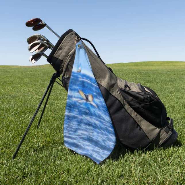 Serviette De Golf Queue de baleine nautique avec bateau Bleu Océan (Vert)