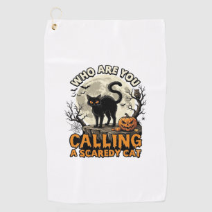 Serviette De Golf Qui Appelez-Vous Chat Peureux Halloween Noir_1