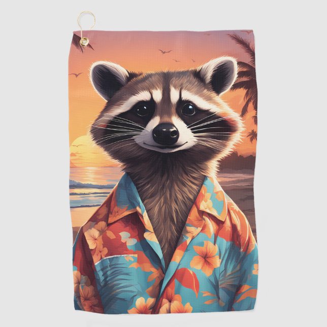 Serviette De Golf Raccoon Holiday (Devant)