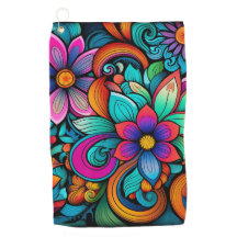 Rainbow Floral Golf Towel
