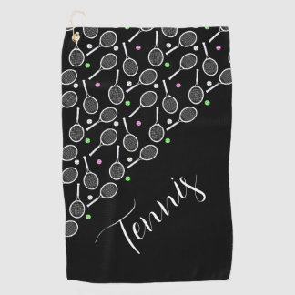 Serviette De Golf Raquettes et balles de tennis Noir Personnalisé