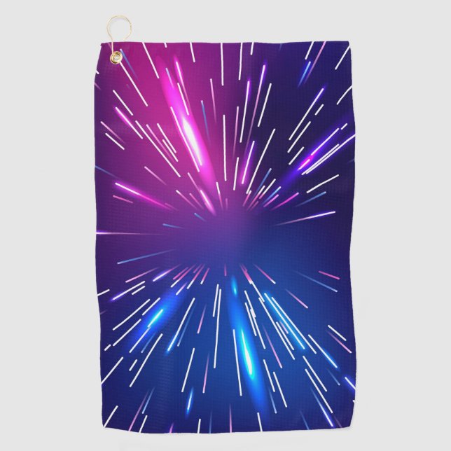 Serviette De Golf Rayons lumineux vifs bleu rose (Devant)