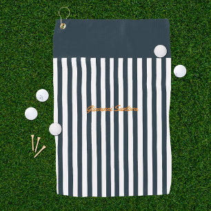 Serviette De Golf Rayures Navy Monogramme du gentleman moderne