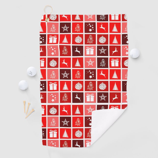 Serviette De Golf Red Christmas Holiday Cute Tree Reinder (En situation)