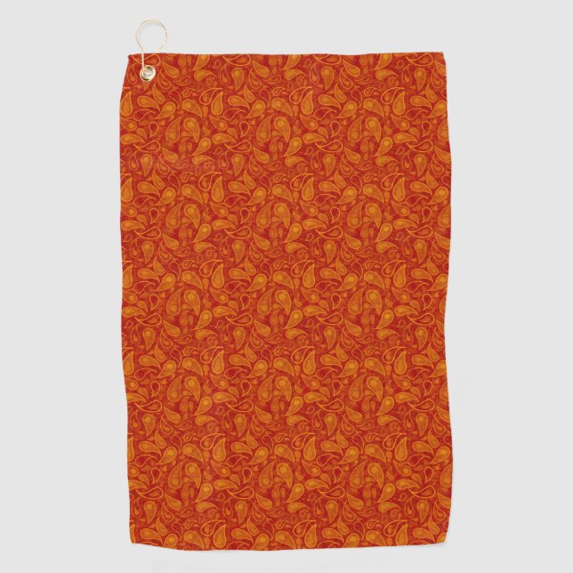 Serviette de golf Red Orange Paisley (Devant)