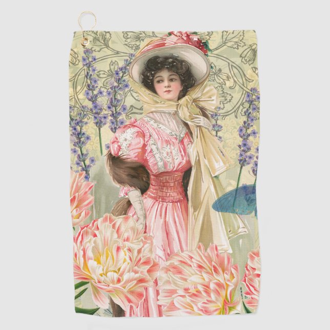 Serviette De Golf Regency de femme victorienne rose (Devant)