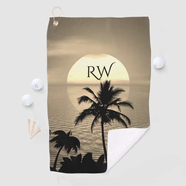 Serviette De Golf Réglage Sun Golden Tropics Palm Beach Initial (En situation)