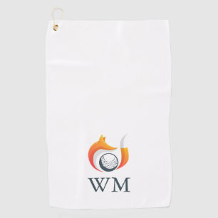 Serviette De Golf Renard et Balle à monogramme personnalisé
