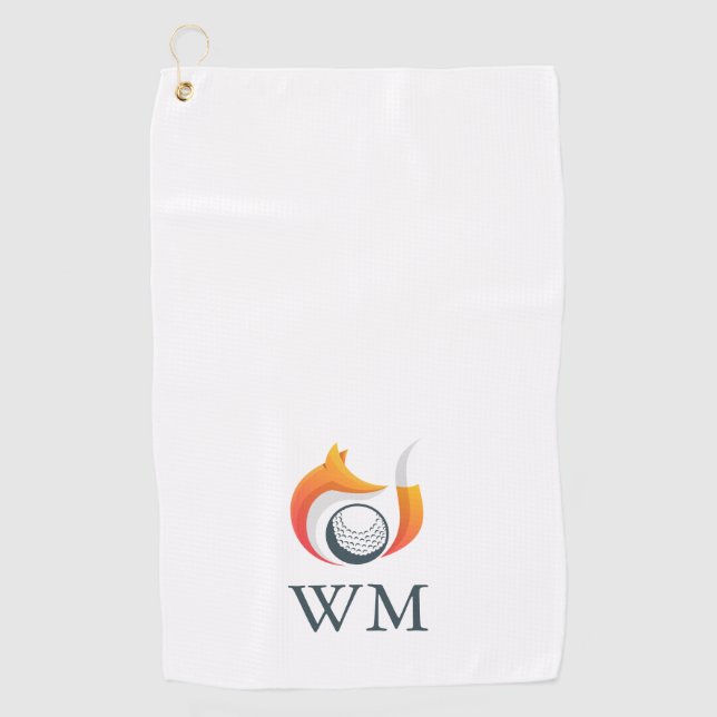 Serviette De Golf Renard Et Balle Monogramme Personnalisés (Devant)
