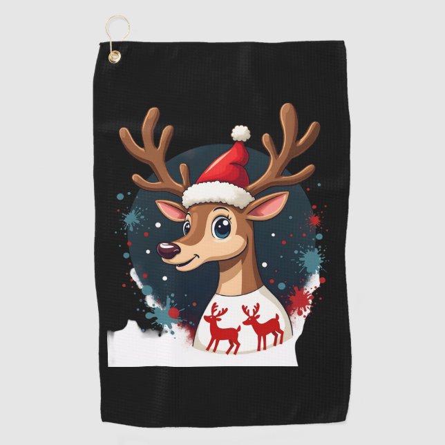Serviette De Golf renne de Noël (Devant)