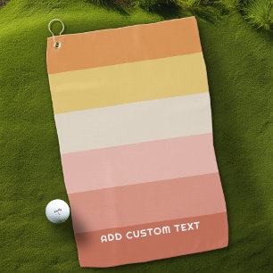 Serviette De Golf Retro Coral Sunset Stripes Minimal Sans Serif Nom