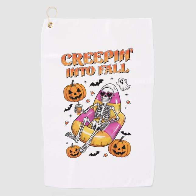 Serviette De Golf Retro Creepin dans Halloween d'automne (Devant)