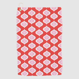 Serviette De Golf Retro Mid Century Rouge, Rose et Vert Noël