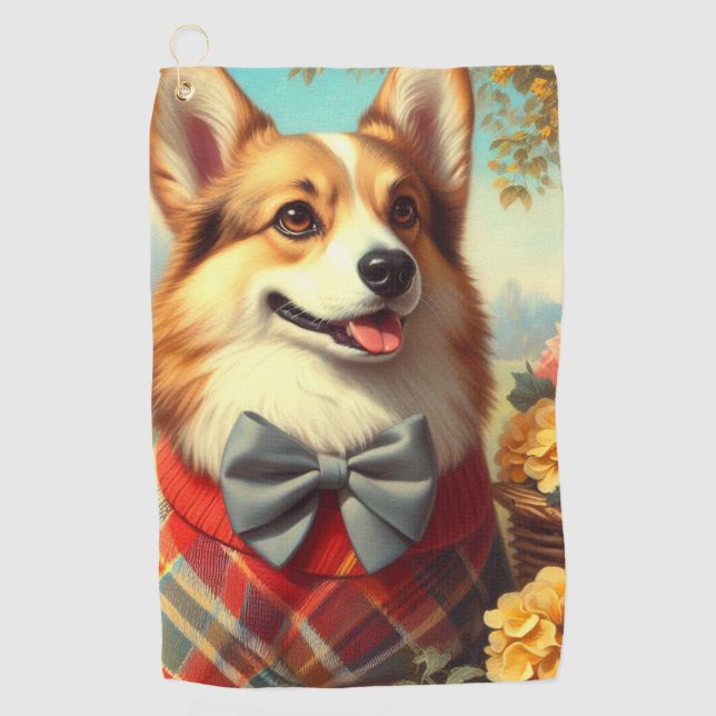 Serviette De Golf Retro Welsh Corgi Cardigan Peinture (Devant)