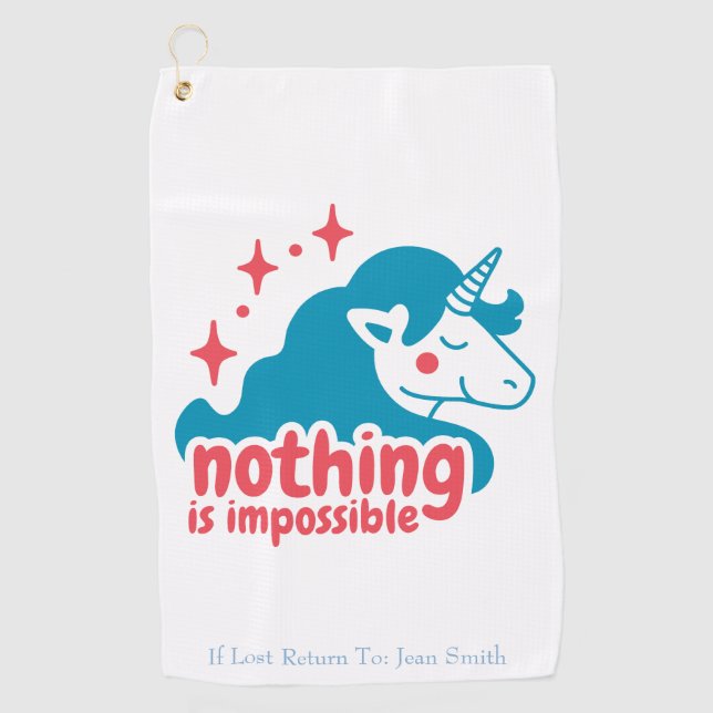 Serviette De Golf Rien N'Est Impossible Unicorne (Devant)