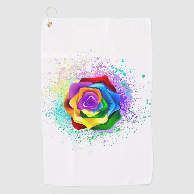Serviette De Golf Rose arc-en-ciel coloré (Devant)