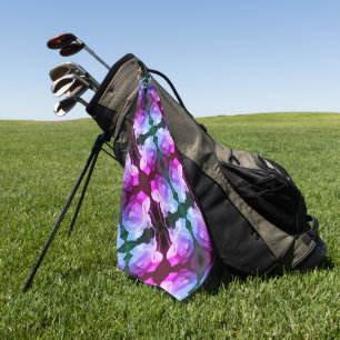 Serviette De Golf Rose blanche avec Raindrops Art Floral Abstrait