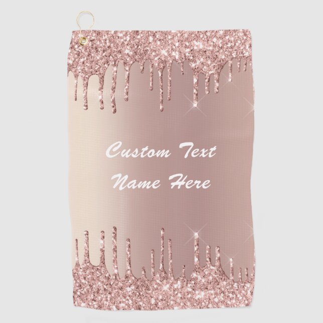 Serviette De Golf Rose Gold Parties scintillant Custom Nom du texte  (Devant)