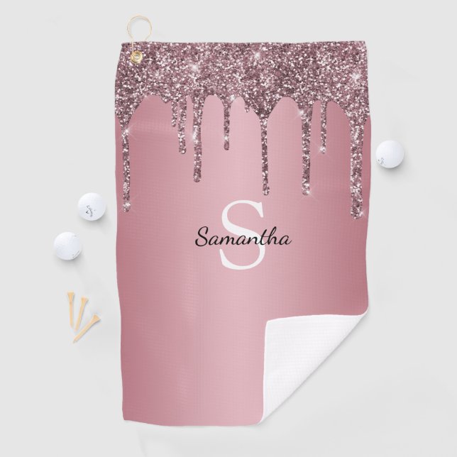 Serviette De Golf Rose Gold Rose Parties scintillant Drives Sparkle  (En situation)