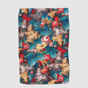 Serviette De Golf Roses rouges vintages et motif floral lilas