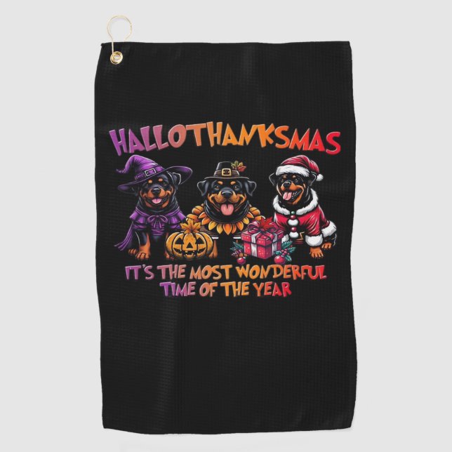 Serviette De Golf Rottweiler Halloween Thanksgiving Noël Classi (Devant)
