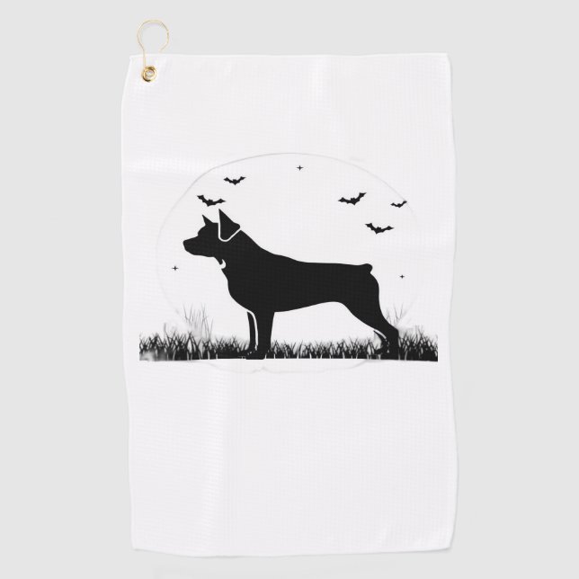 Serviette De Golf Rotweiler Chien - Halloween Lune Silhouette Oversi (Devant)