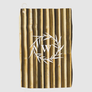 Serviette De Golf Rustic Bamboo Monogram Vertical Lines Pattern