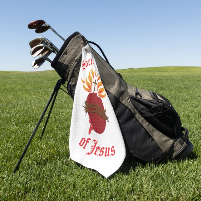 Serviette De Golf Sacré Coeur de Jésus (Vert)