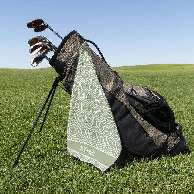 Serviette De Golf Sage Green Hexagon Honeycomb Nom du Motif (Vert)