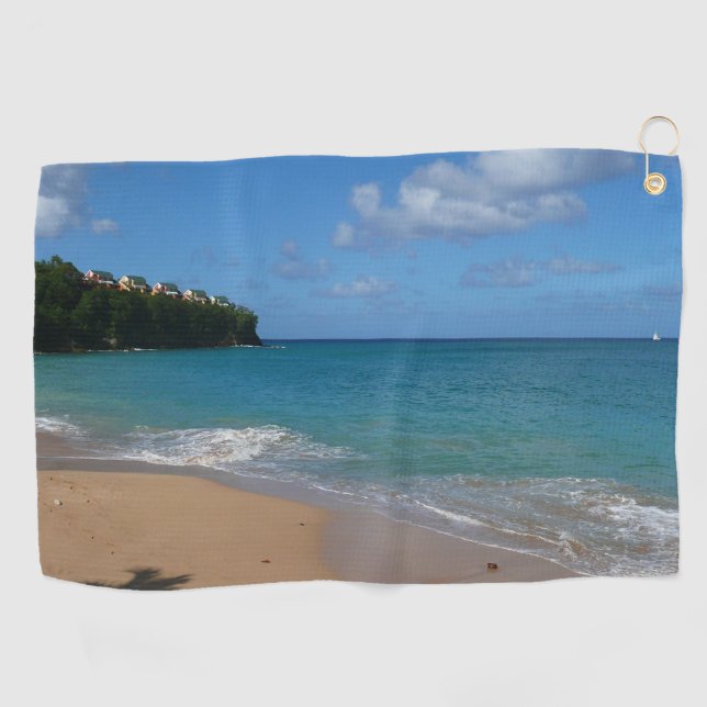 Serviette De Golf Saint Lucia Beach Paysage tropical (Horizontal)