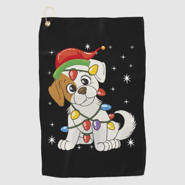 Serviette De Golf Saison Noël Père Noël Jack Russell Terrier (Devant)