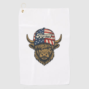 Serviette De Golf Salut Vache Highland Patriotique Design Western Vi