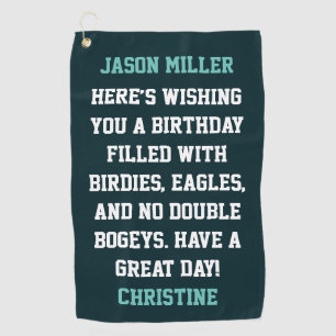 Serviette De Golf Salutations d'anniversaire personnalisées
