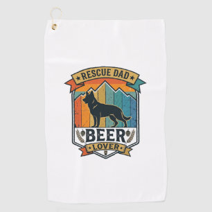 Serviette De Golf Sauver Papa Amateur de Bière Chien Vintage Coucher