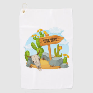 Serviette De Golf Scène de désert américaine du sud-ouest personnali