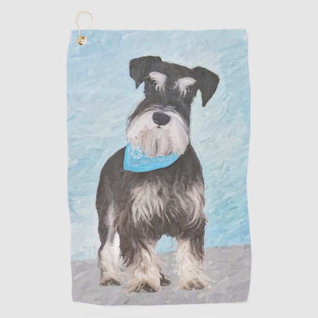 Serviette De Golf Schnauzer (Miniature) Peinture - Joli chien origin (Devant)