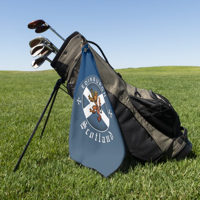 Serviette De Golf Scotland Golf Towel, Edimbourg, Drapeau écossais (Vert)