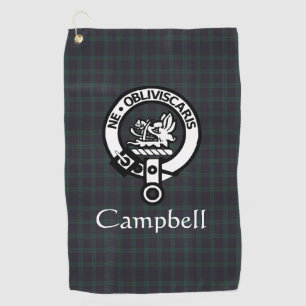 Serviette De Golf Scottish Campbell Crest Badge & Tartan