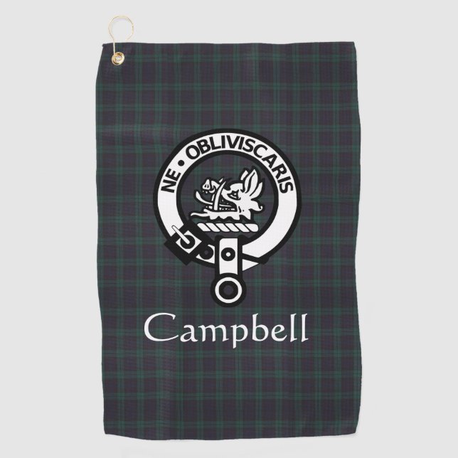 Serviette De Golf Scottish Campbell Crest Badge & Tartan (Devant)