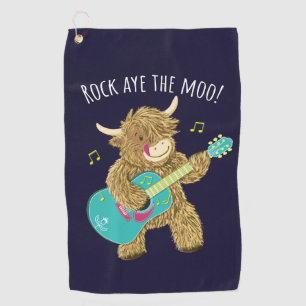 Serviette De Golf Scottish Highland Cow Guitarist Rock Aye The Moo! 