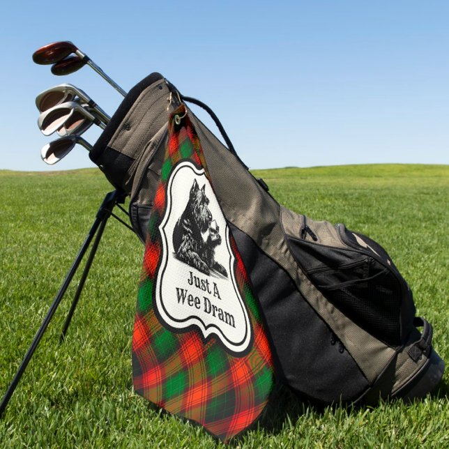 Serviette De Golf Scottish Terrier Plaid Wee Dram Personnalisé (Personalize this golf towel for someone special.)
