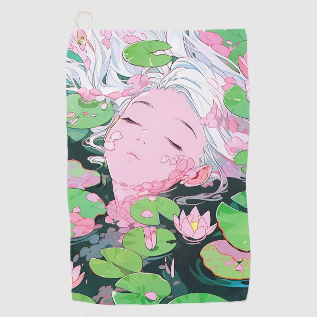 Serviette De Golf Sérénité flottante Eau Nymphe Anime Girl (Devant)